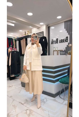 Tasarım Angora Yelek - Beyaz